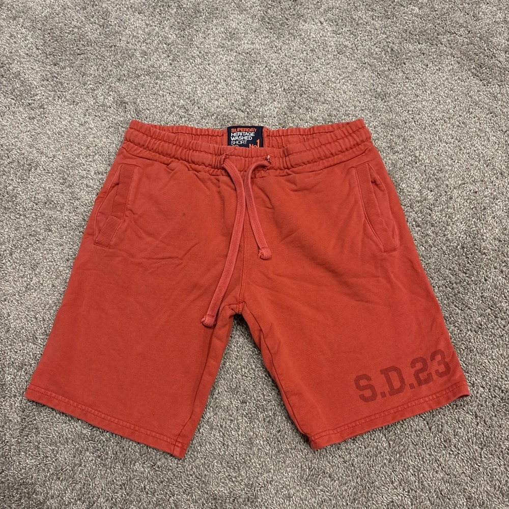 Superdry Heritage Washed Co No1 Men's Shorts Red  Sweat Heavy Cotton Medium SD23